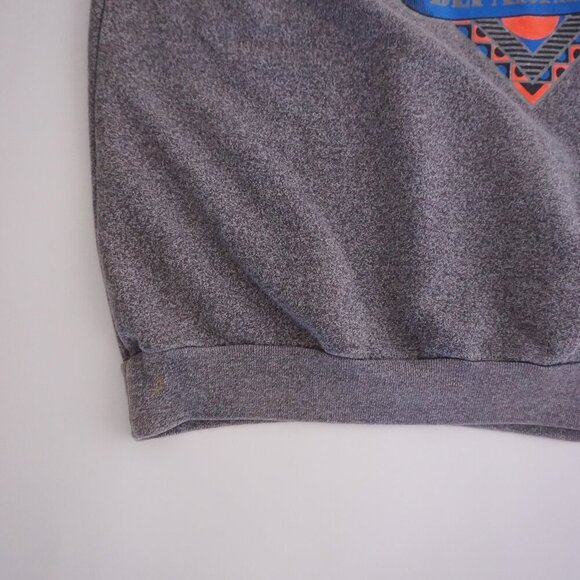 Vintage '90S Brooks International Gray Orange Spellout Cotton Crewneck Sweater L - Picture 8 of 11
